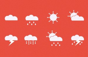 8 Simple Flat Weather Icons PSD