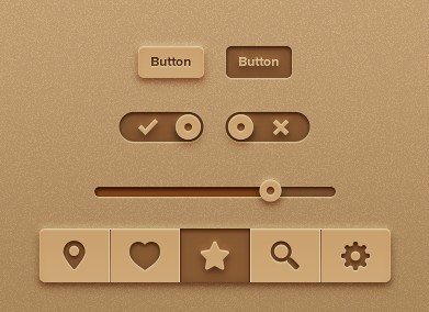 Brown Recycled Paper Web UI Kit PSD