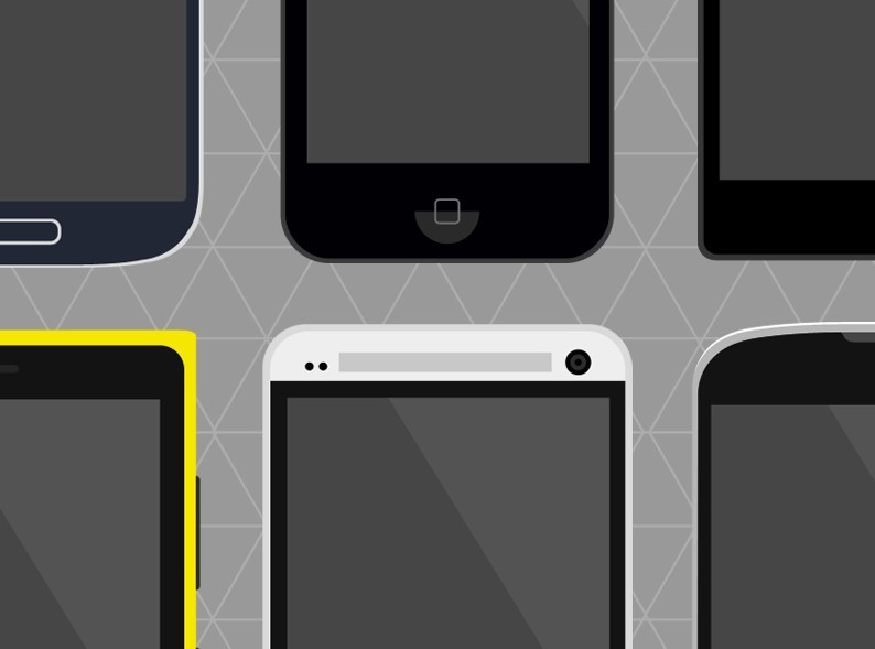 Flat Mobile Devices PSD Mockup