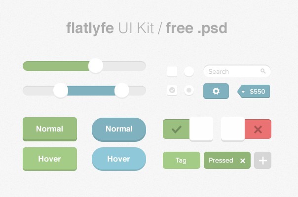 Flatlyfe - Super Tiny Flat Web UI Elements PSD