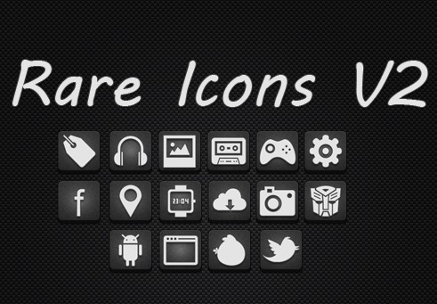 Rare White Web Icons with Dark Noise Background