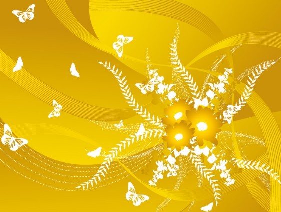 Vector Spring Flowers and Butterflies Illustration 04