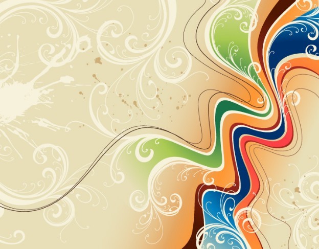 Vintage Floral Swirls Background Vector 01