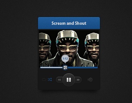 Dark Audio Player Widget PSD