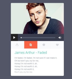 Flat Music Player with Lyrics Display PSD