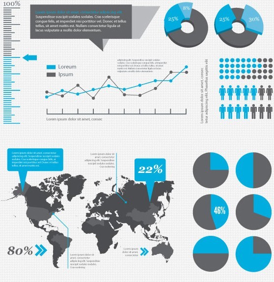 Blue and Dark Infographic Elements Vector