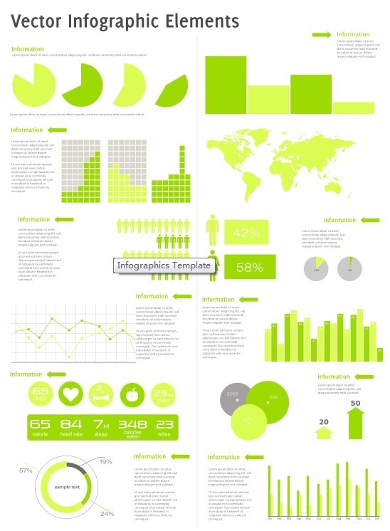 Flat Green Infographic Kit Vector