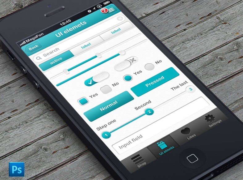 Green iPhone 5 App UI Elements PSD