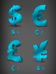 3D Blue Currency Icons