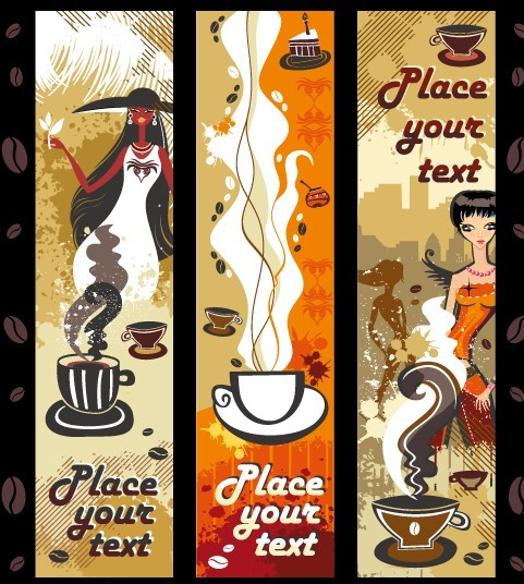 Set Of Vintage Coffee and Beauty Banners