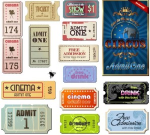 Set of Vector Retro Vintage Tickets