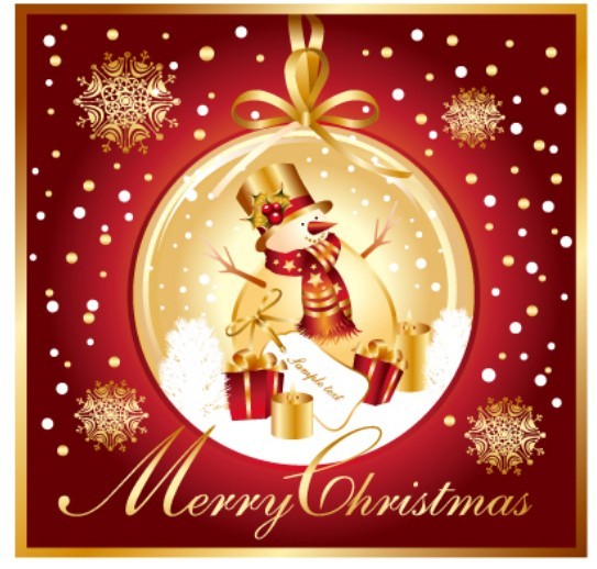 Golden Merry Christmas Card Template Vector