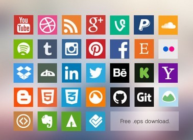 Vector Flat Social Media Icon Set