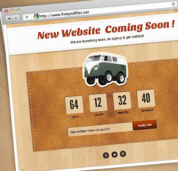 Coming Soon Web Page PSD Template