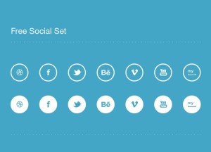 Flat Rounded Social Icon Set PSD