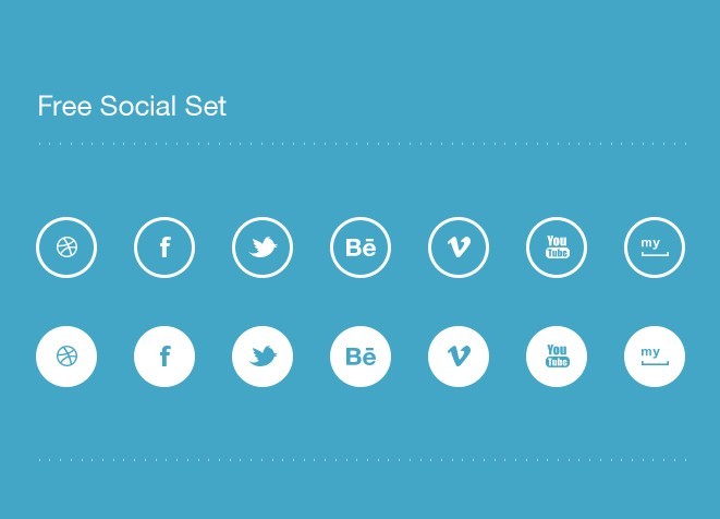 Flat Rounded Social Icon Set PSD
