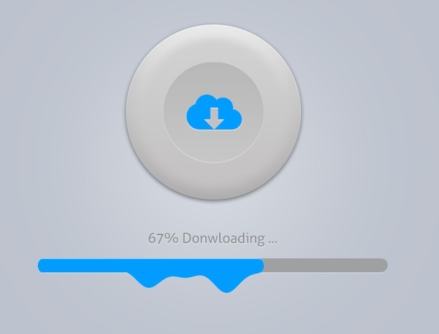 Cloud Download Button with Progress Bar PSD