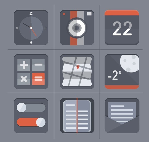 Flat Grey Web Icon Set PSD