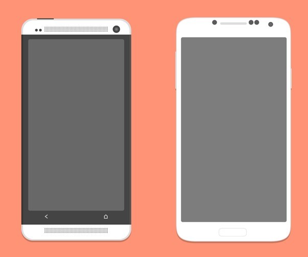 White HTC One and Galaxy S4 PSD Mockups