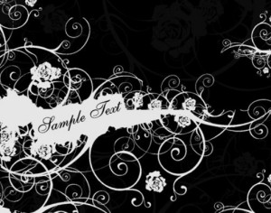 Black and White Vintage Floral & Flower Decorative Pattern 01 Vector