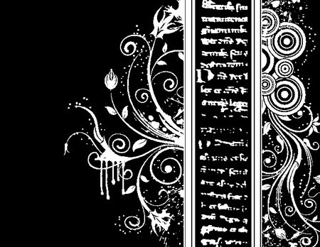 Black and White Vintage Floral & Flower Decorative Pattern 04 Vector