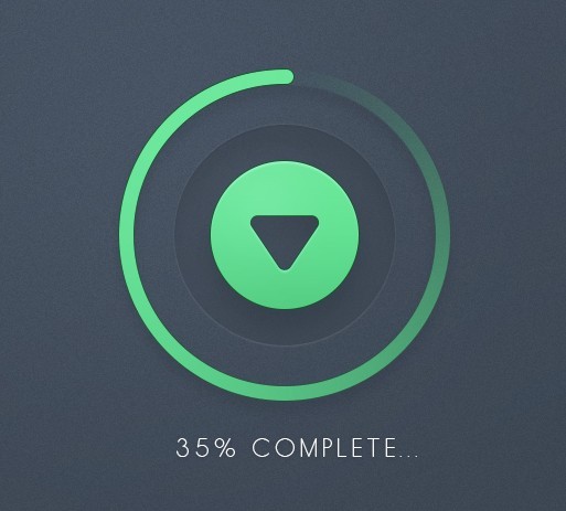 Green Download Button with Progress Bar PSD