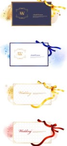 Set Of Simple Vector Text Frame With Colored Ribbons 01