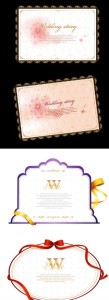 Set Of Simple Vector Text Frame With Colored Ribbons 02