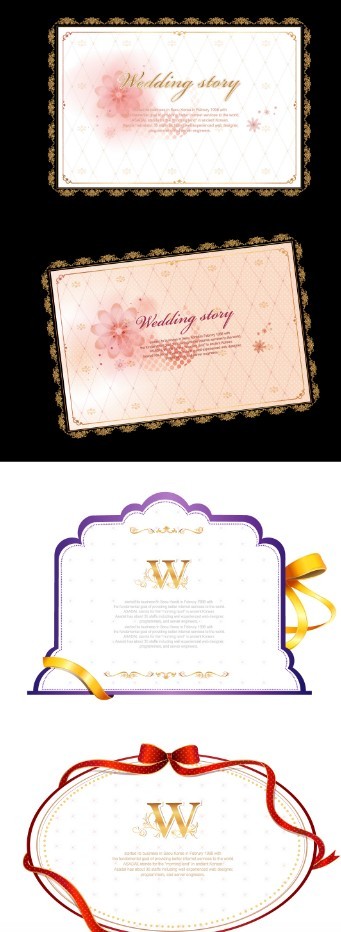 Set Of Simple Vector Text Frame With Colored Ribbons 02