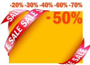 Vector Big Sales & Discounts Frame with Red Ribbon