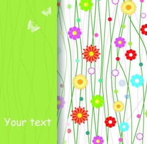 Colorful Spring Flowers and Butterflies Background Vector