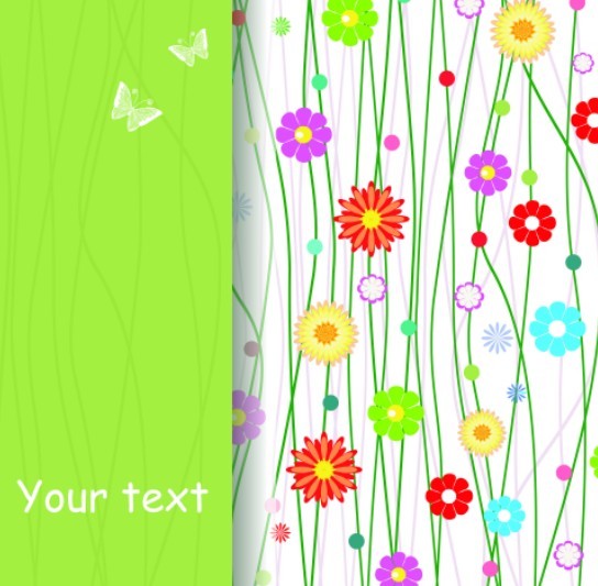Colorful Spring Flowers and Butterflies Background Vector