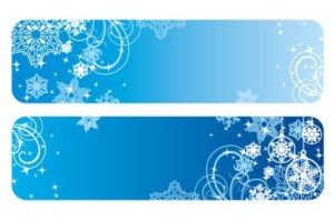 Rounded Winter Snowflake and Floral Banners Vector
