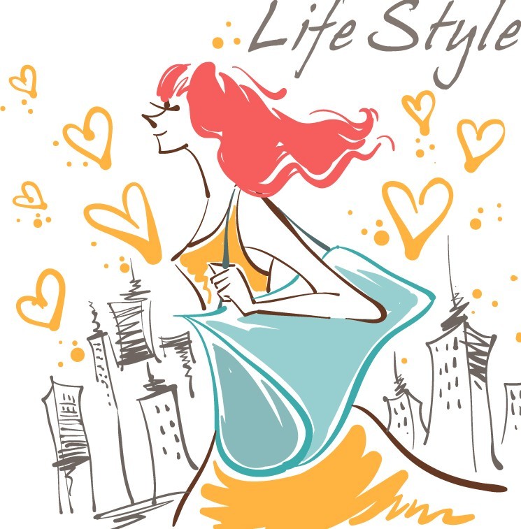 Vector Fashion City Girl Illustration 03