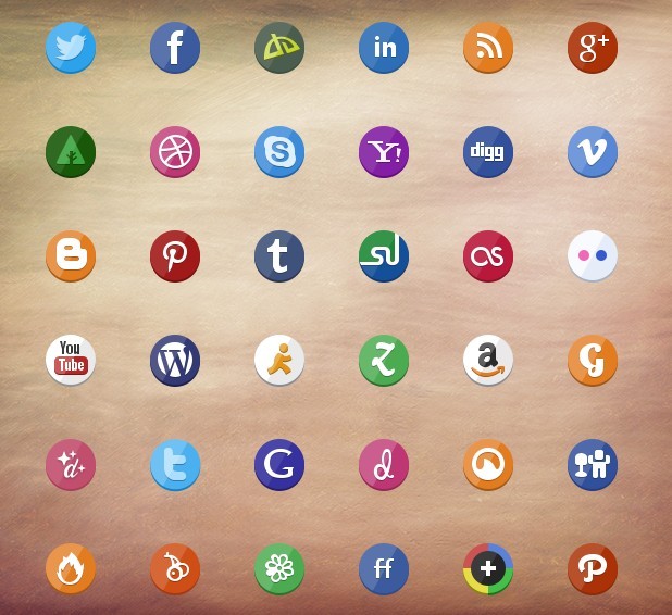 36+ Rounded Social Icons Pack PSD