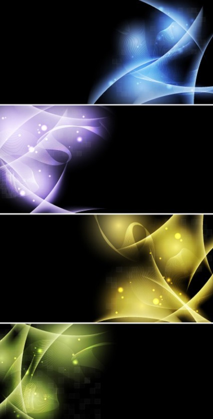 4 Colorful Abstract Waves and Curves Background Vector