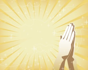 Clasped Hands With Sunshine and Star Background Vector