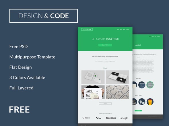 Flat and Responsive Code & Design Website Template PSD