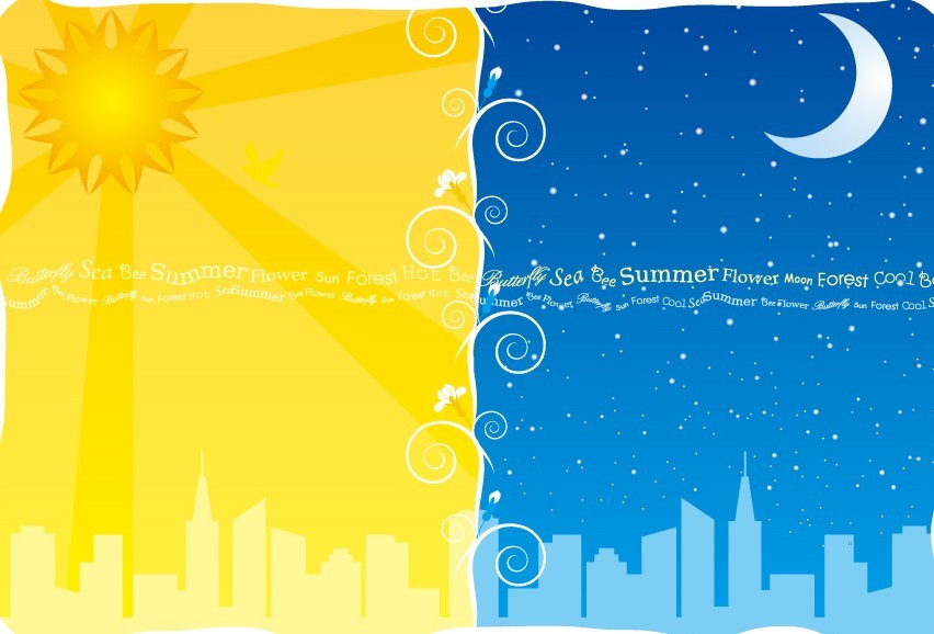 Lovely Day and night Background Vector