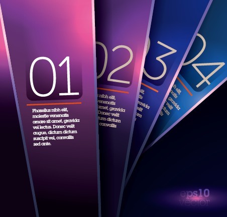 Vector Dark Purple Vertical Banners with Numbers 02