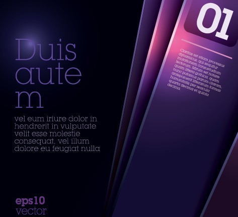 Vector Dark Purple Vertical Banners with Numbers 04