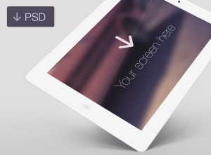 3D iPad White Angle PSD Mockup