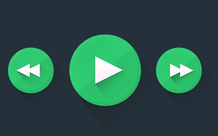 Flat Green Control Buttons PSD
