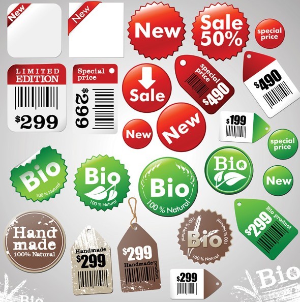 Set Of Vector Vintage Sale & Product Stickers