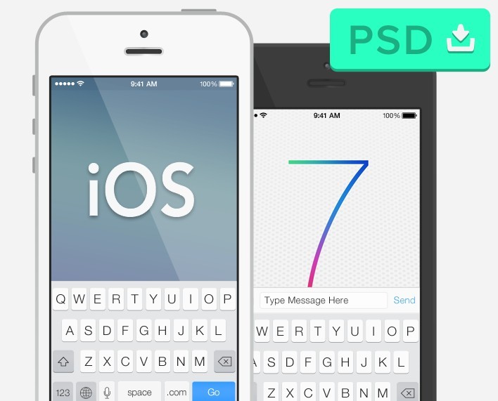 iOS 7 & Semi-Flat iPhone 5 Mockup PSD