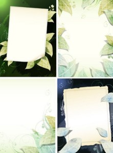 Clean Green Leaf Text Backgrounds Vector