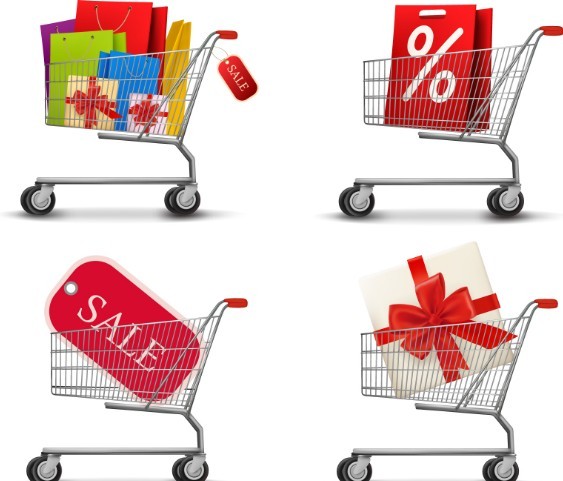 Fashion Shopping Bags Shopping Carts Vector 01