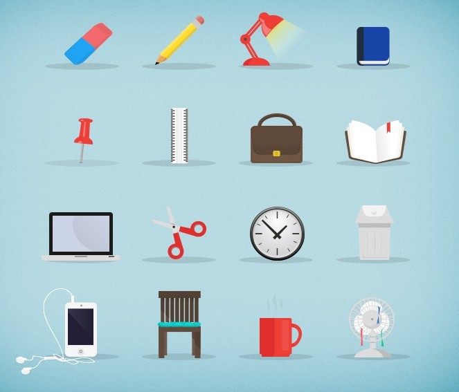 Flat Stationary Icons Pack