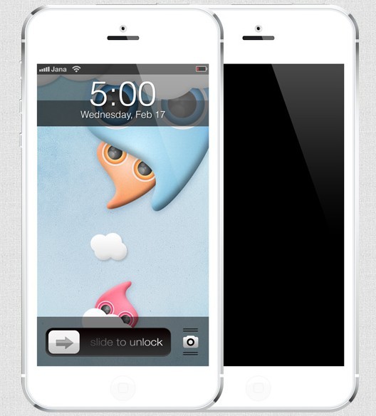 High Quality White iPhone 5 Template PSD
