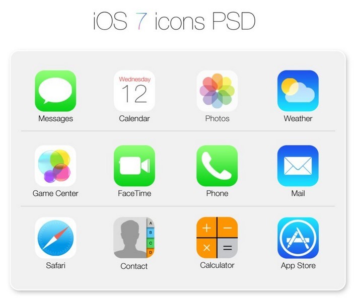 New iOS 7 Style App Icons PSD